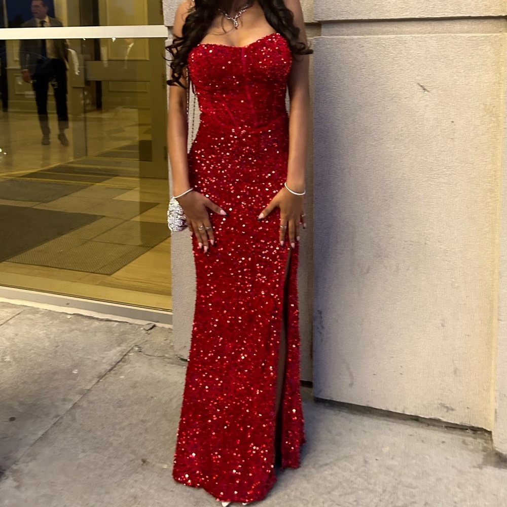 Sequin tube maxi dress with slit
